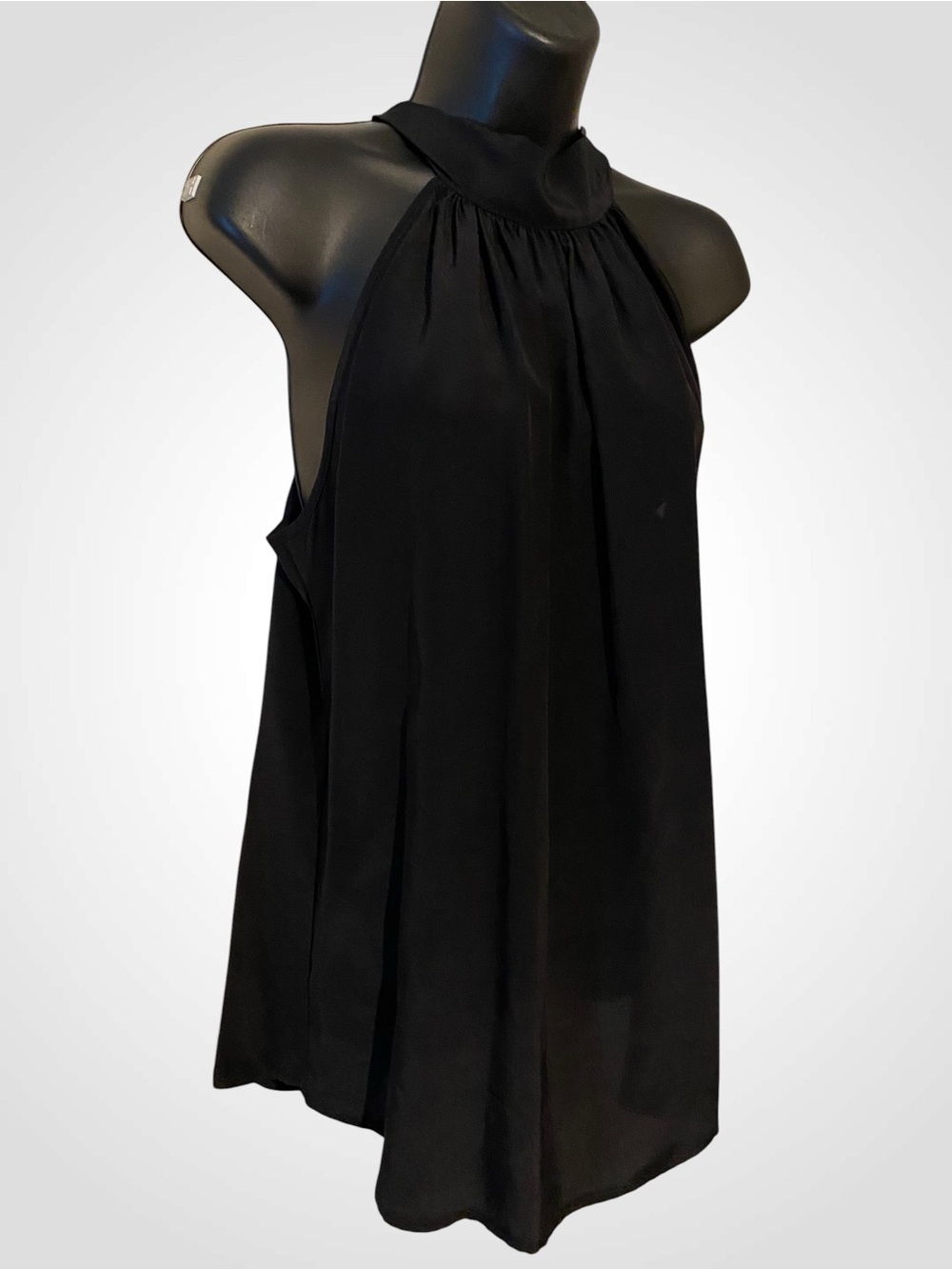 Fifteen Twenty 100% Silk Black Halter Top Tie Neck Sleeveless Blouse NWOT Size S - Picture 5 of 11